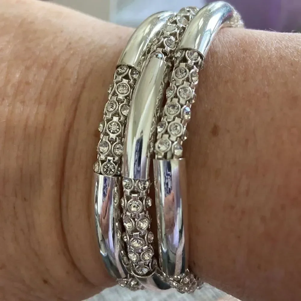 Napier NWOT 3 lawyered Silver color & Rhinestone stones